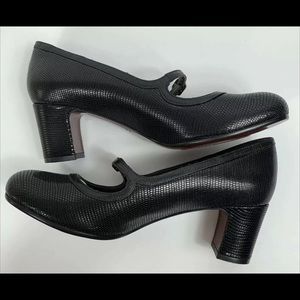 Chie Mahara Rae Black Pattern Mary Jane Pumps 37.5